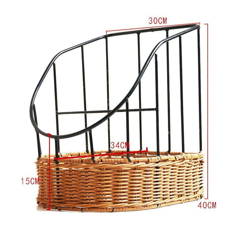 Handmade Rattan Woven Iron Plastic Sundries Storage Basket with a Handle