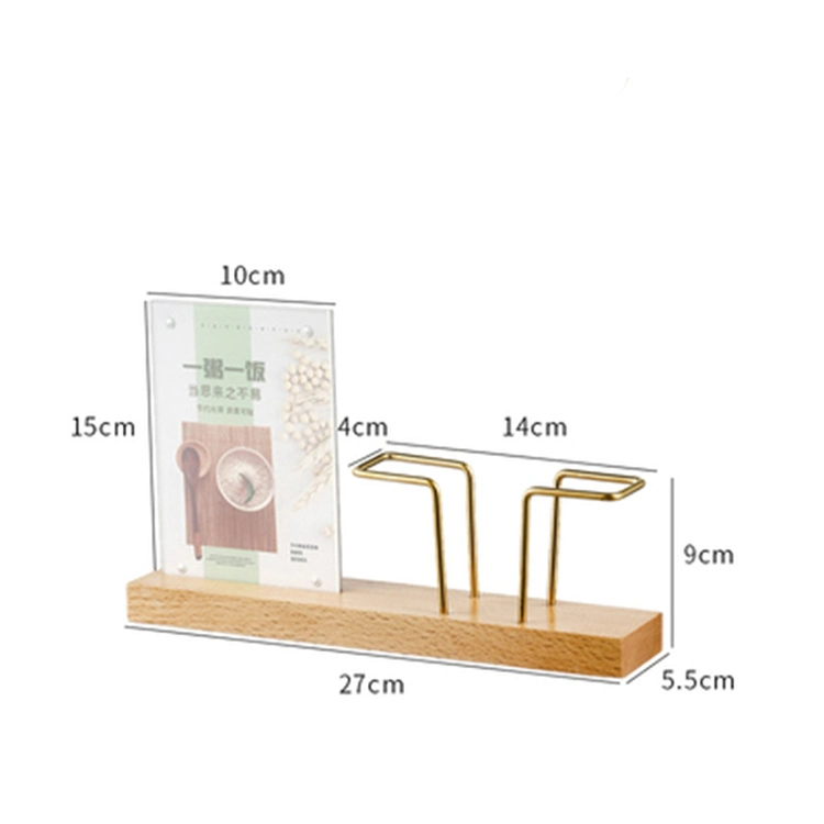 Solid Wood Modern Golden Holder Stainless Steel Napkin Holder with Wooden Stand