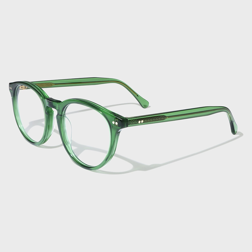 Yeetian Unique Transparent Green Glasses Classic Circle Optical Spectacle Frame