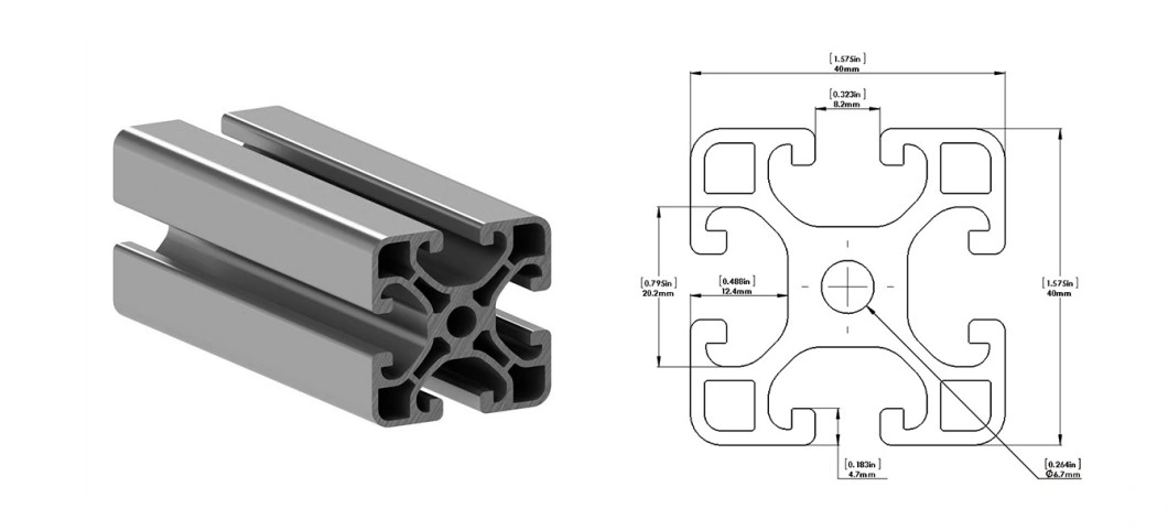 6063 Aluminium Profile 40X40 Aluminum Frame