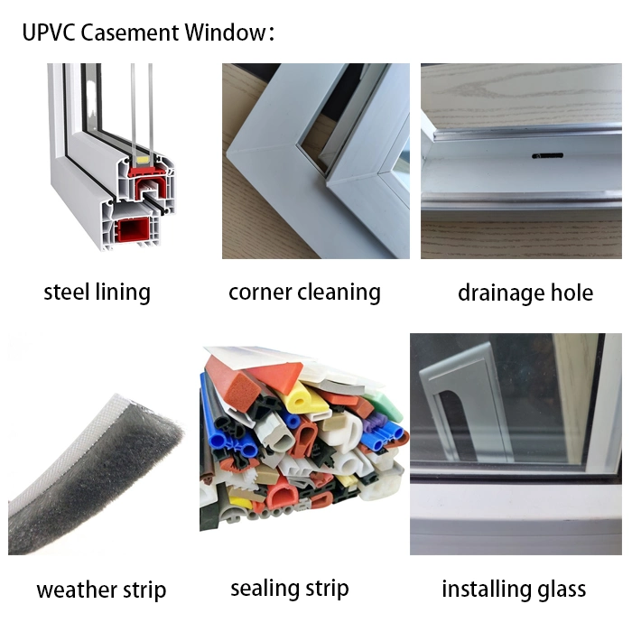 Plastic Window Frame White Frame Casement Windows with Blinds