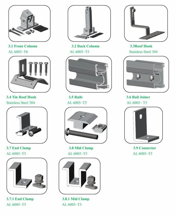 Solar Power System Panel Supported by Adjustable Aluminium Frame