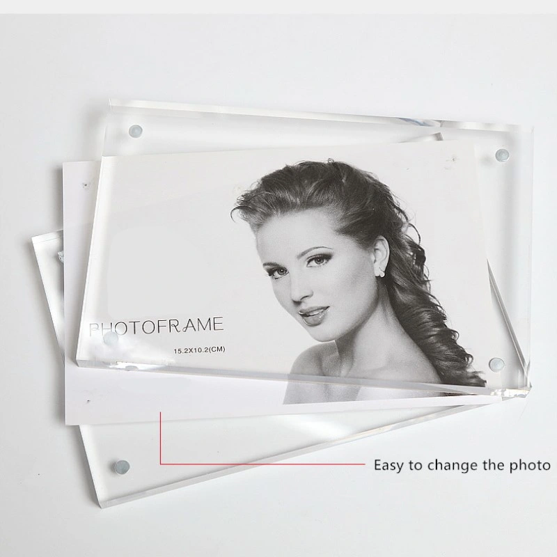 Clear Magnetic Acrylic Photo Frame Customized Business Card Holder