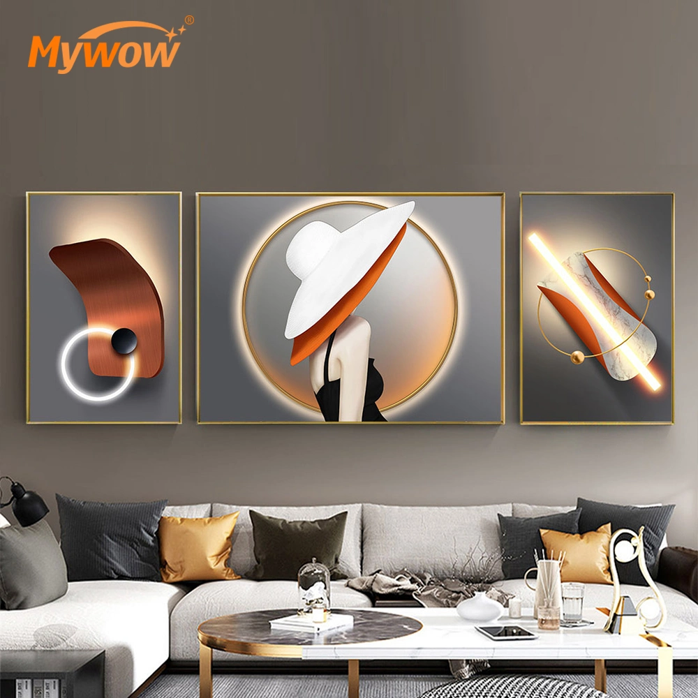 Modern Woman with Hat Artwork Painting for Home Decor