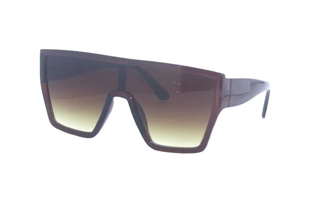 Oversized Gradient PC Large Frame Chunky Temple with Metal Accent Fashion Sunglasses