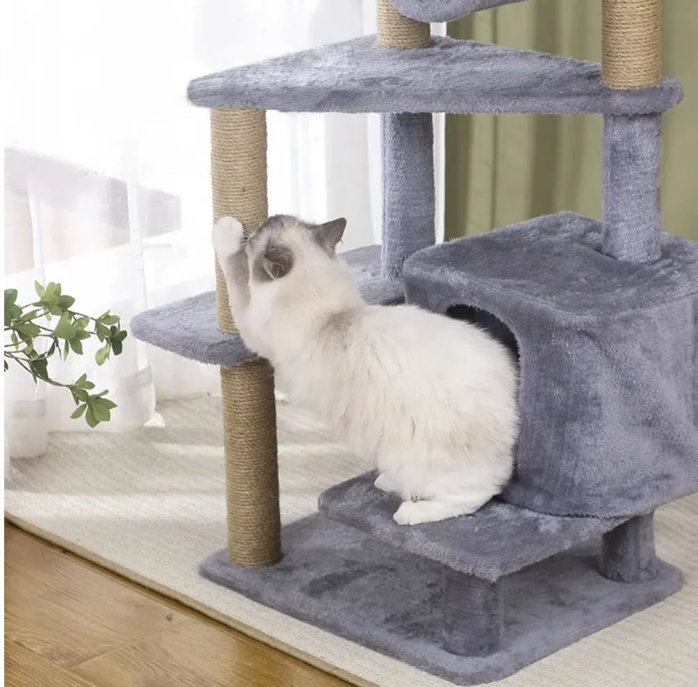 Luxury Easy Assemble Durable Wood Sisal Cat Tree House Cat Climbing Frame