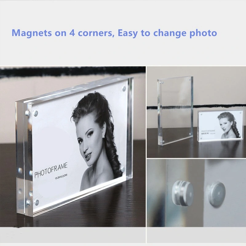 Clear Magnetic Acrylic Photo Frame Customized Business Card Holder