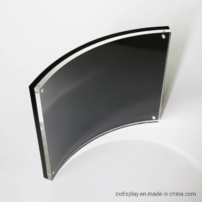 Plexi Glass Curved Photo Frame for Tabletop Picture Display