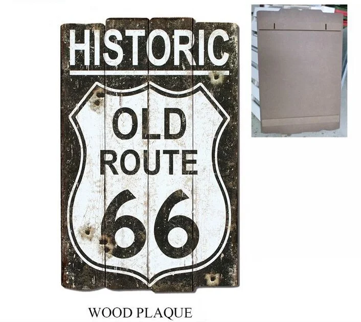 Wholesale Wooden Plaque with Old Route 66 Designs for Wall Decor