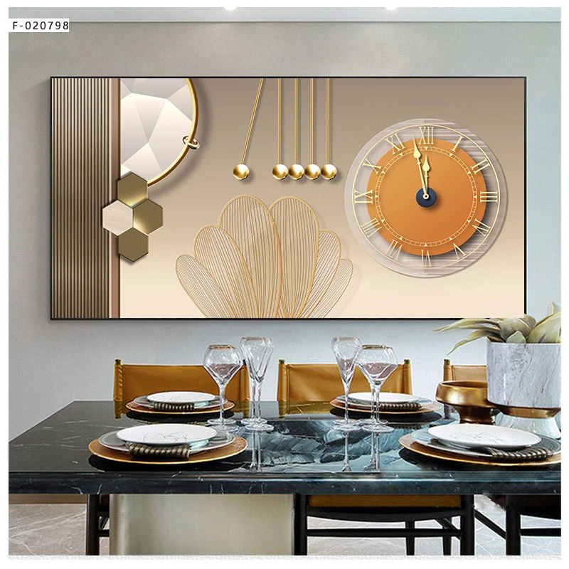 Luxury Glass Crystal Wall Art Painting Clock for Home Decor