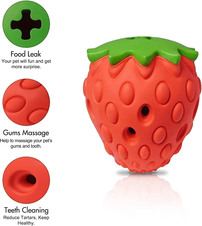 Strawberry Dog Chew Toys Rubber for Boring Puppy Teething Toys