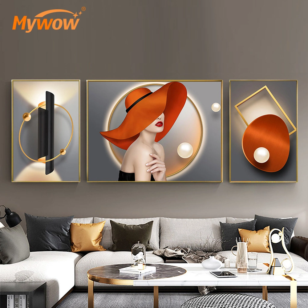 Modern Woman with Hat Artwork Painting for Home Decor