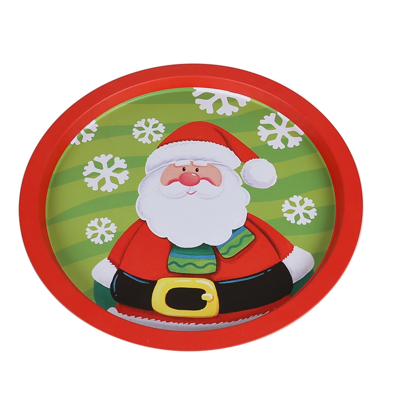 Wanchuang Decorative Metal Rolling Tray Christmas Candy Tin Serving Tray