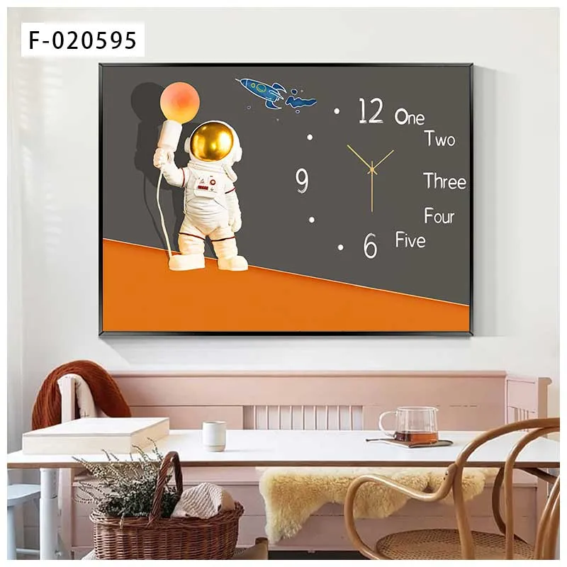 Luxury Glass Crystal Wall Art Painting Clock for Home Decor