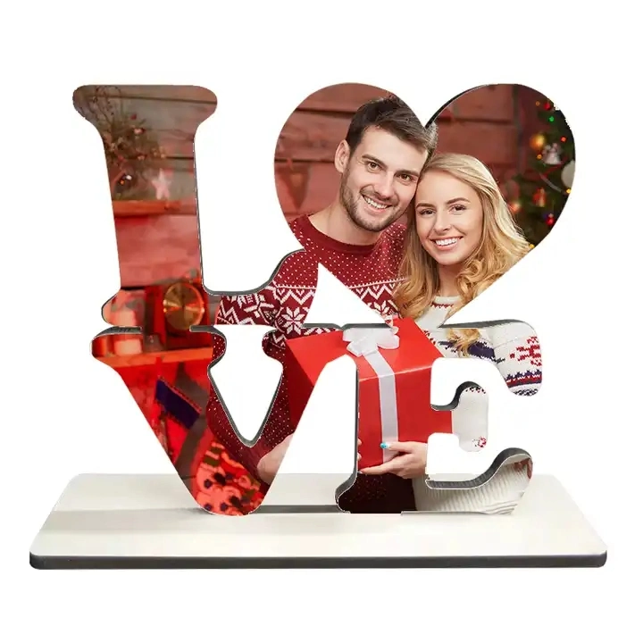 Sublimation Blank MDF Love Heart Printed Photo Panel Frame for Valentine&prime; S Gifts Love Picture Frames