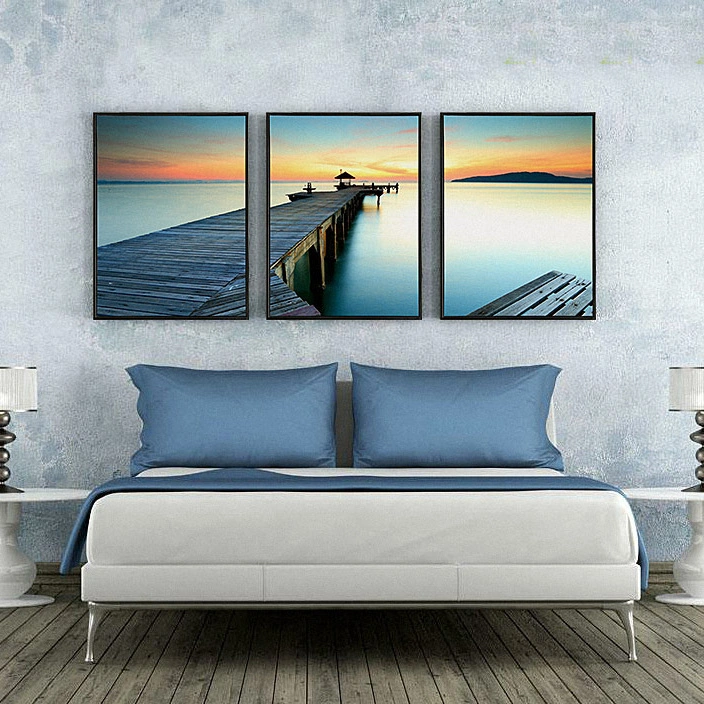 Wholesale Wall Oil Painting Room Decor Ocean View Framed Canvas Art Print