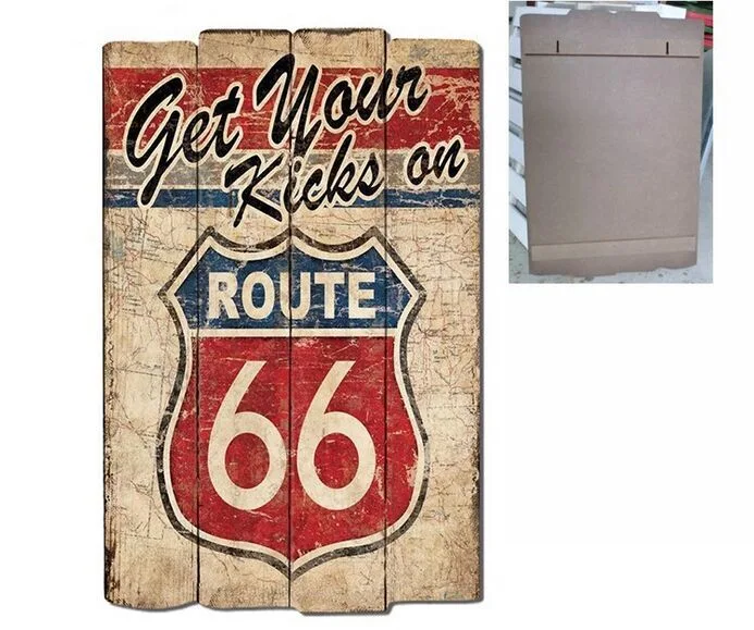 Wholesale Wooden Plaque with Old Route 66 Designs for Wall Decor