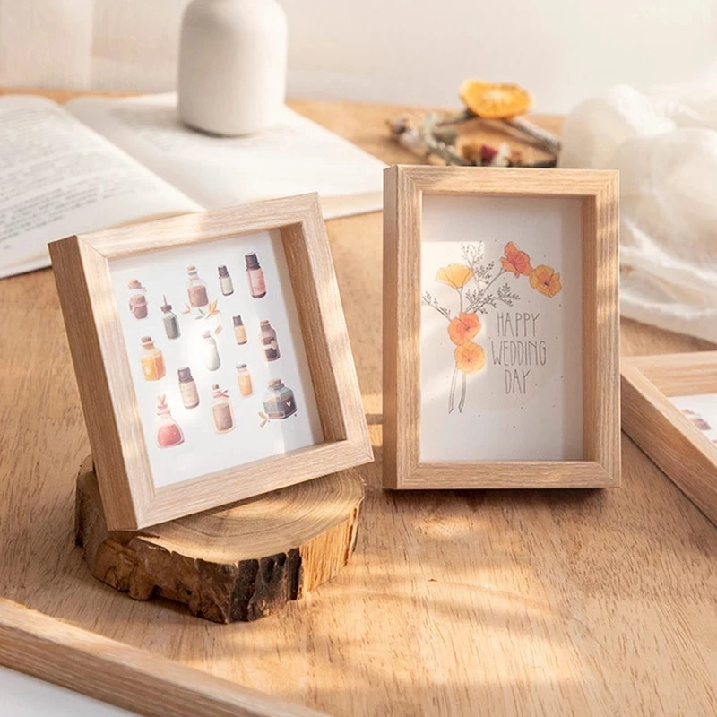 Wooden Photo Frame Picture Frames Wall Photo Card Holder Certificate Specimen Shadow Box Dry Flower Holder Desktop Ornament