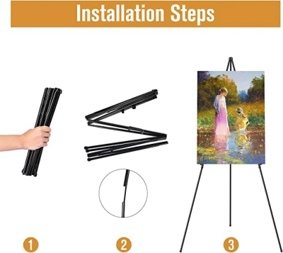 Portable Art Easel для напольной регулируемой металлической панели Easel Black