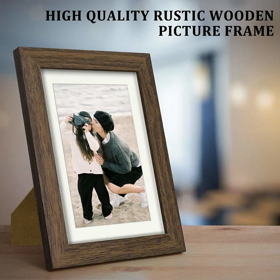 Wooden/Wood Picture/Photo Frame Set 11 PCS Rustic Wall Gallery Kit with Mat for Tabletop/Wall