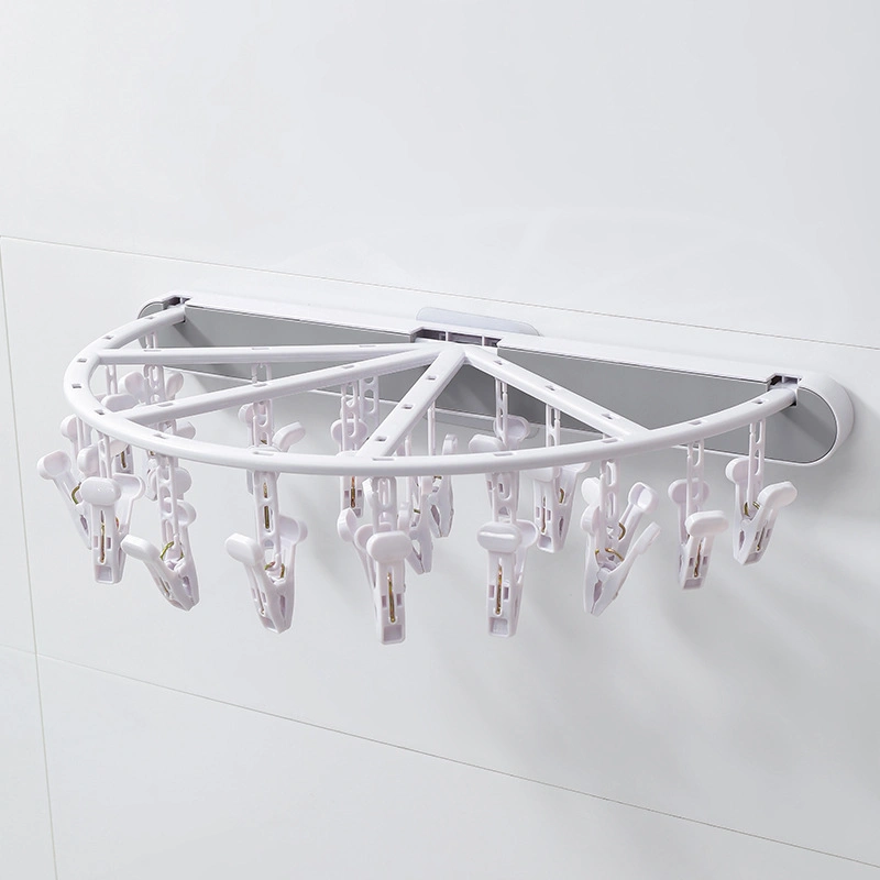 Wall Mounted Underwear Bra Socks Drying Hanger Foldable Hanger with 24 Clips