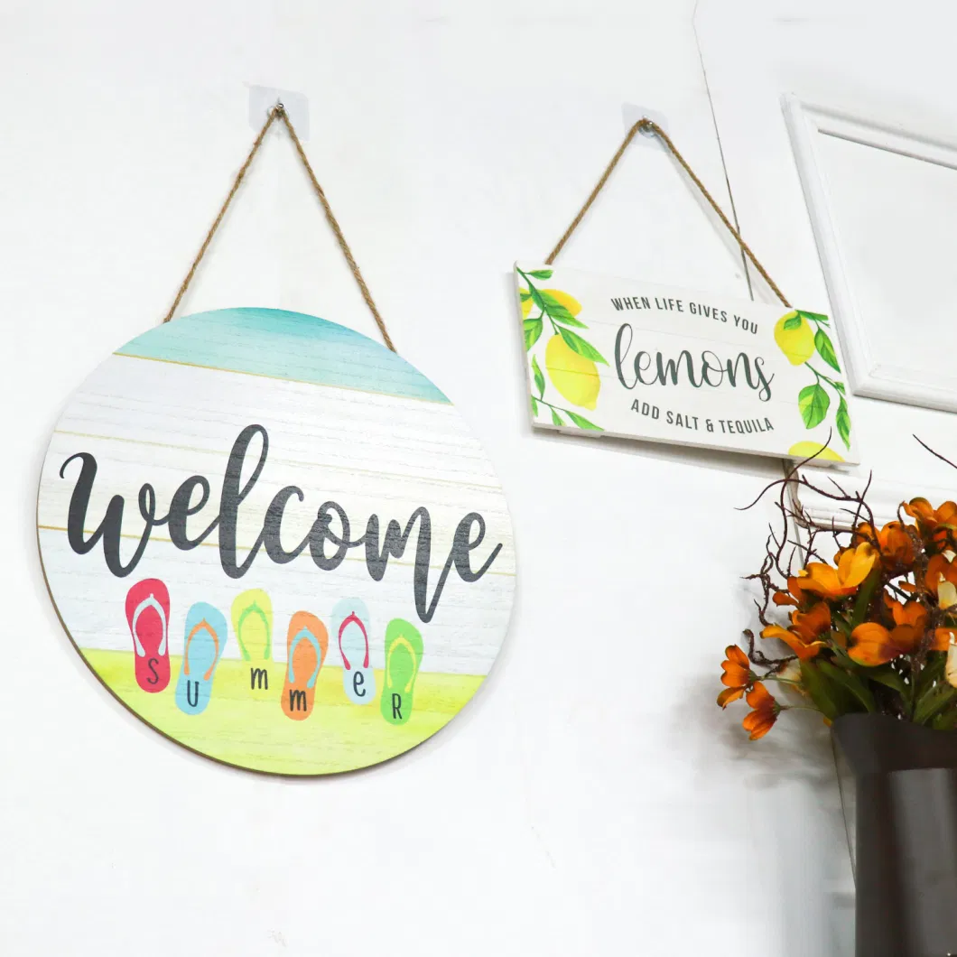 Home Decoration Hello Welcome Front Door Round Wood Wall Hanging Welcome Sign