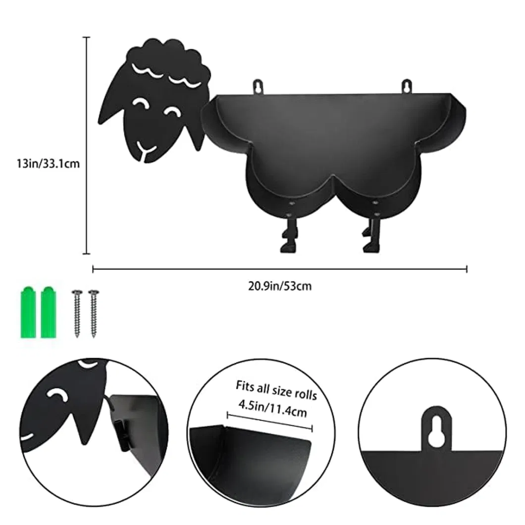 Black Iron Bathroom Towel Rack Metal Tissue Toilet Roll Paper Holder