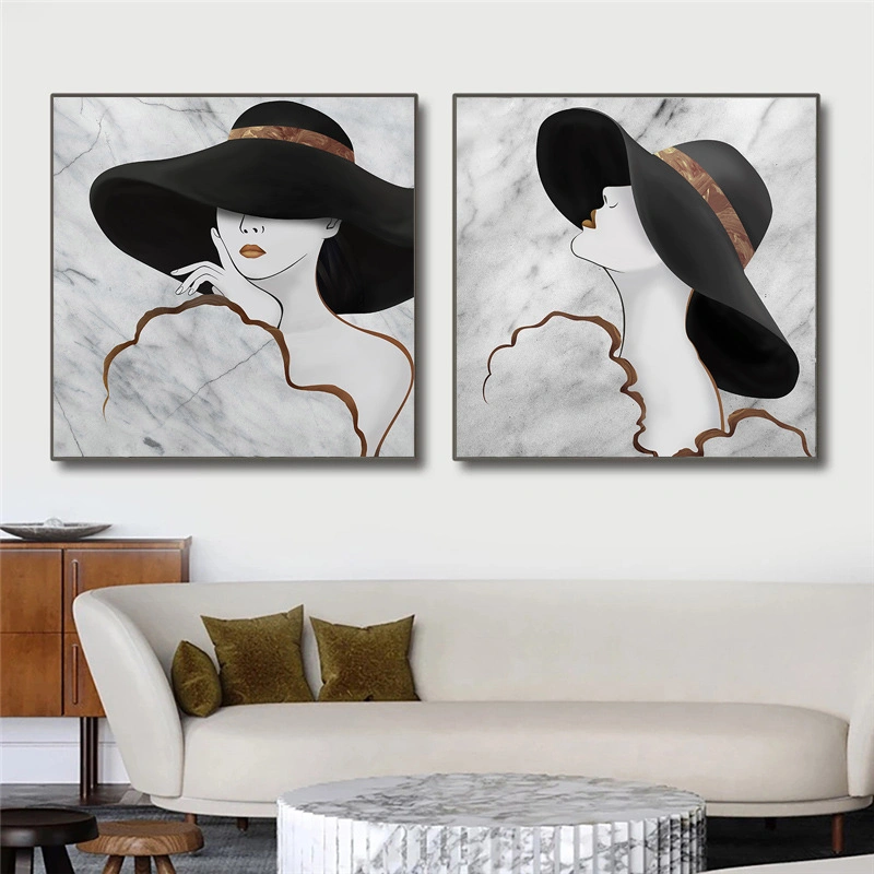 Home Decoration Art Modern Beauty Women Canvas Print Custom Wall Art for Hotel