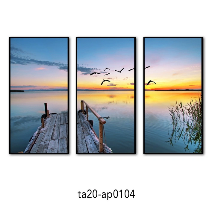 Home Hotel Decoration Cheap Custom Canvas Wall Art Painting Landscape Sea Beach View Scenery Framed Picture 3 Piece Panel Set