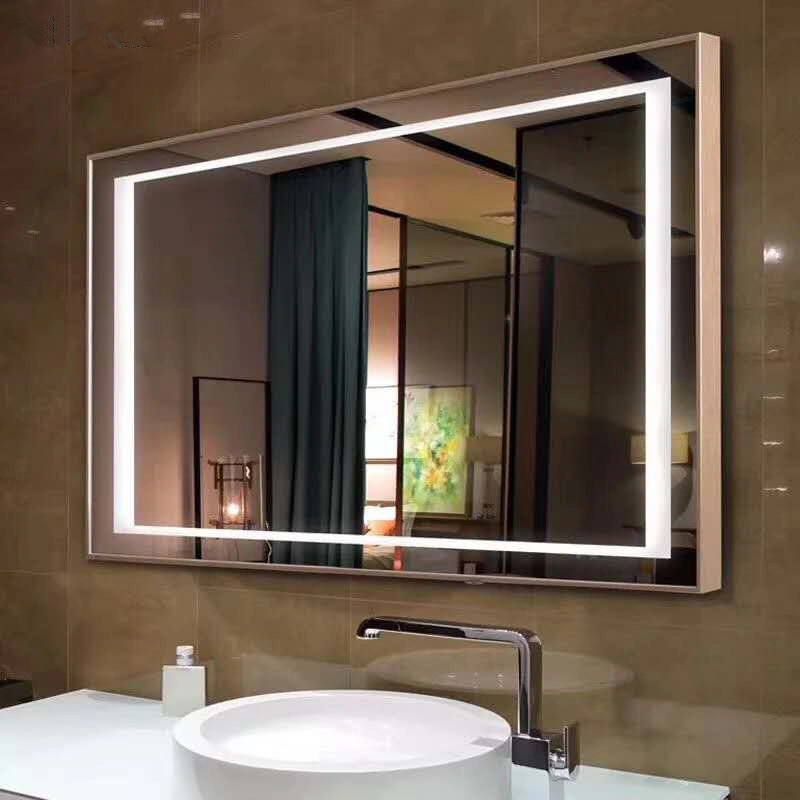 High-End Hotels Bathroom LED Mirror Aluminum Alloy Brushed Frame