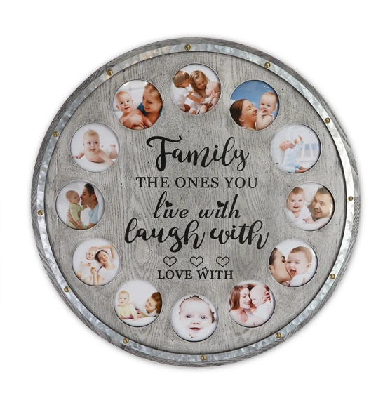 Round Family Wooden with Galvanize Sheet Picture Frame