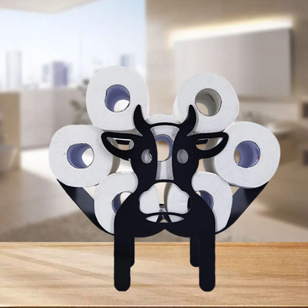 Decorative New Design Cow Spare Paper and Towel Holder Standing Toilet Paper Wall Holder