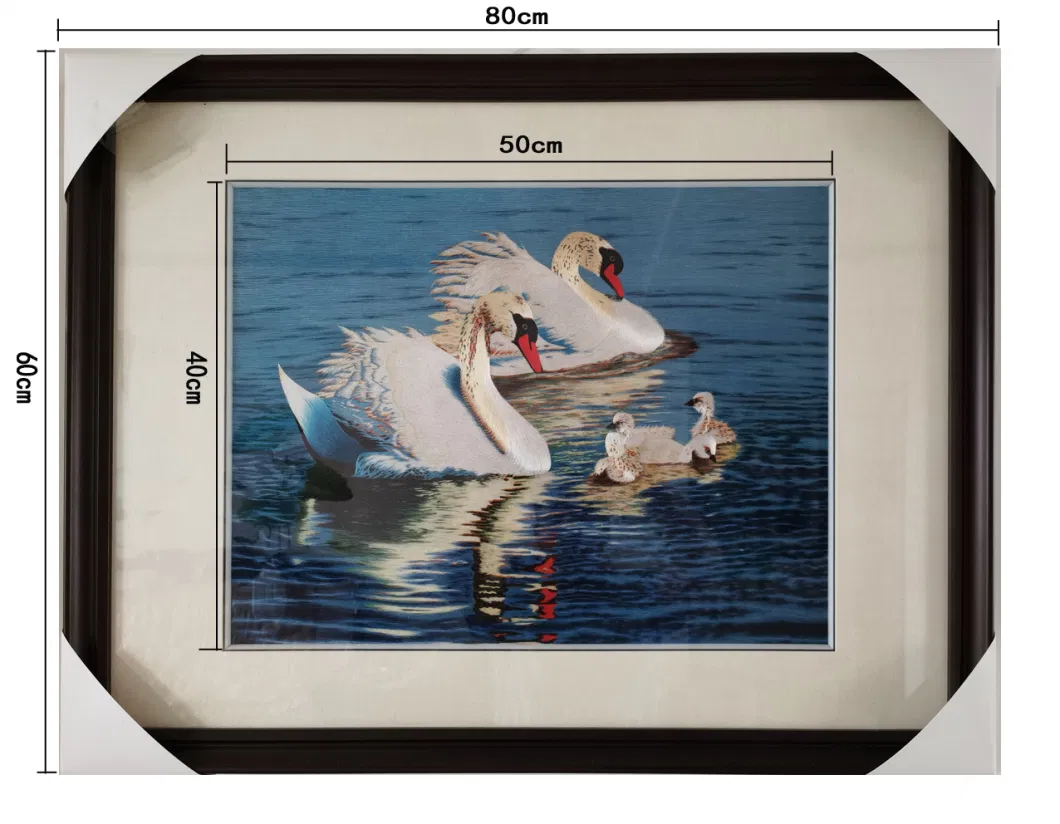 Pure Handmade Suzhou Embroidery Decoration Painting Swan Family