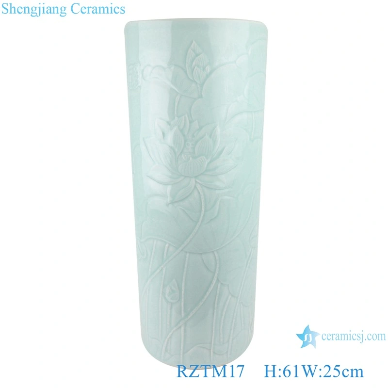 Rzsj01 Jingdezhen Celadon Carving Flower Branch Pattern Umbrella Holder