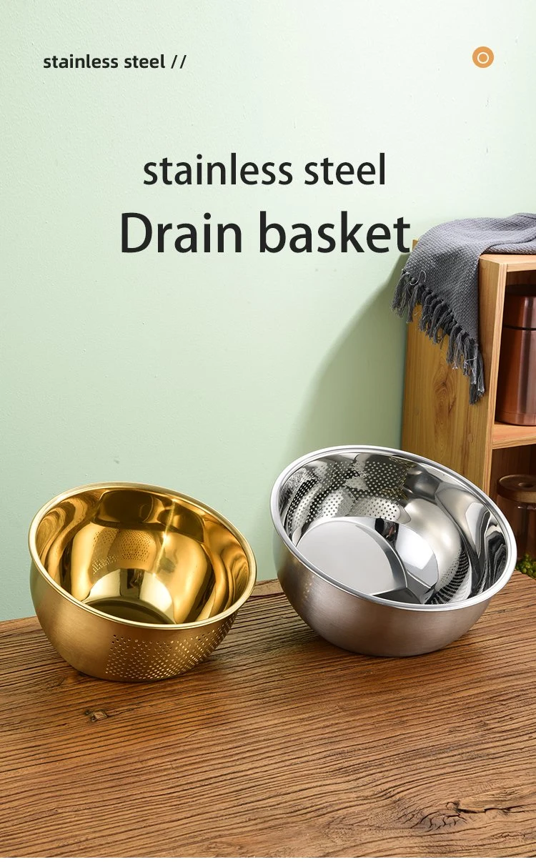 Stainless Steel Fruit Vegetables Food Colander Rice Strainer Kitchen Drain Basket