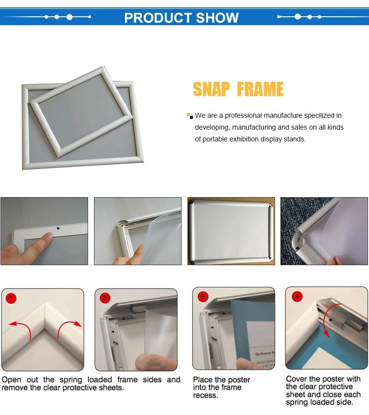 A4 Aluminium Round Corner Display Snap/Poster/Photo Frame