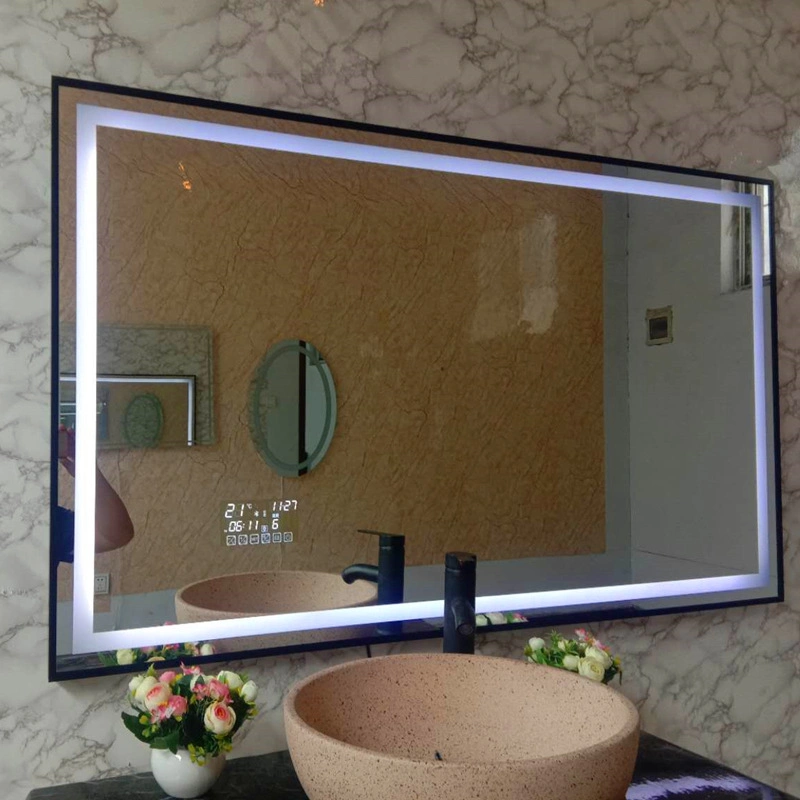 High-End Hotels Bathroom LED Mirror Aluminum Alloy Brushed Frame