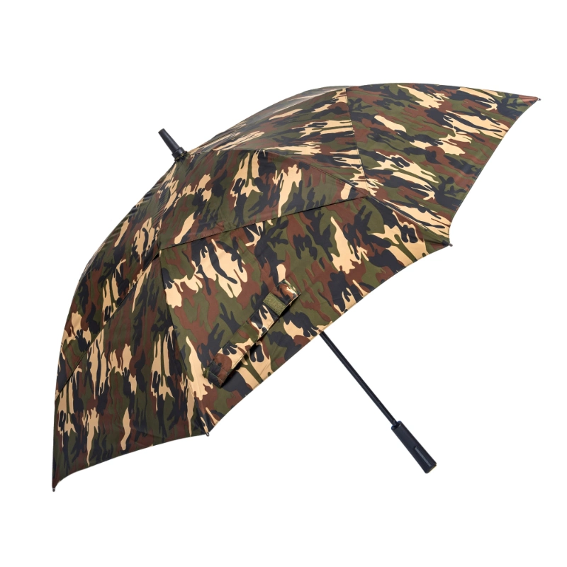 Black UV Coating Double Vented Camo Full Printing Automatic Golf Umbrella Holder Support Cart