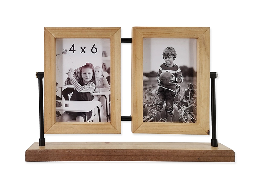 Wooden with Metal Photo Frame for Table Decor, Picture Frame with Metal Wire for Tabletop, Wooden Photo Frame with Holder for Table Use