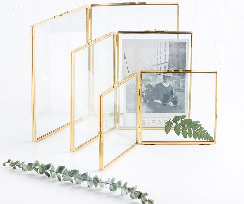 Wholesale Sets Home Decor Framed Acrylic Metal Luxury Brass Glass Gold Picture Photo Frame