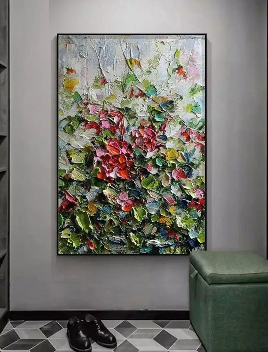 Handmade Textured Flower Painting 3D Abstract Wall Art for Home Decor