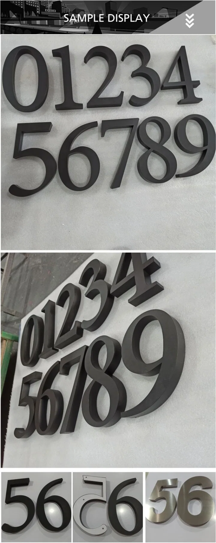 Factory Metal Outdoor Stainless Steel 3D House Number Sign