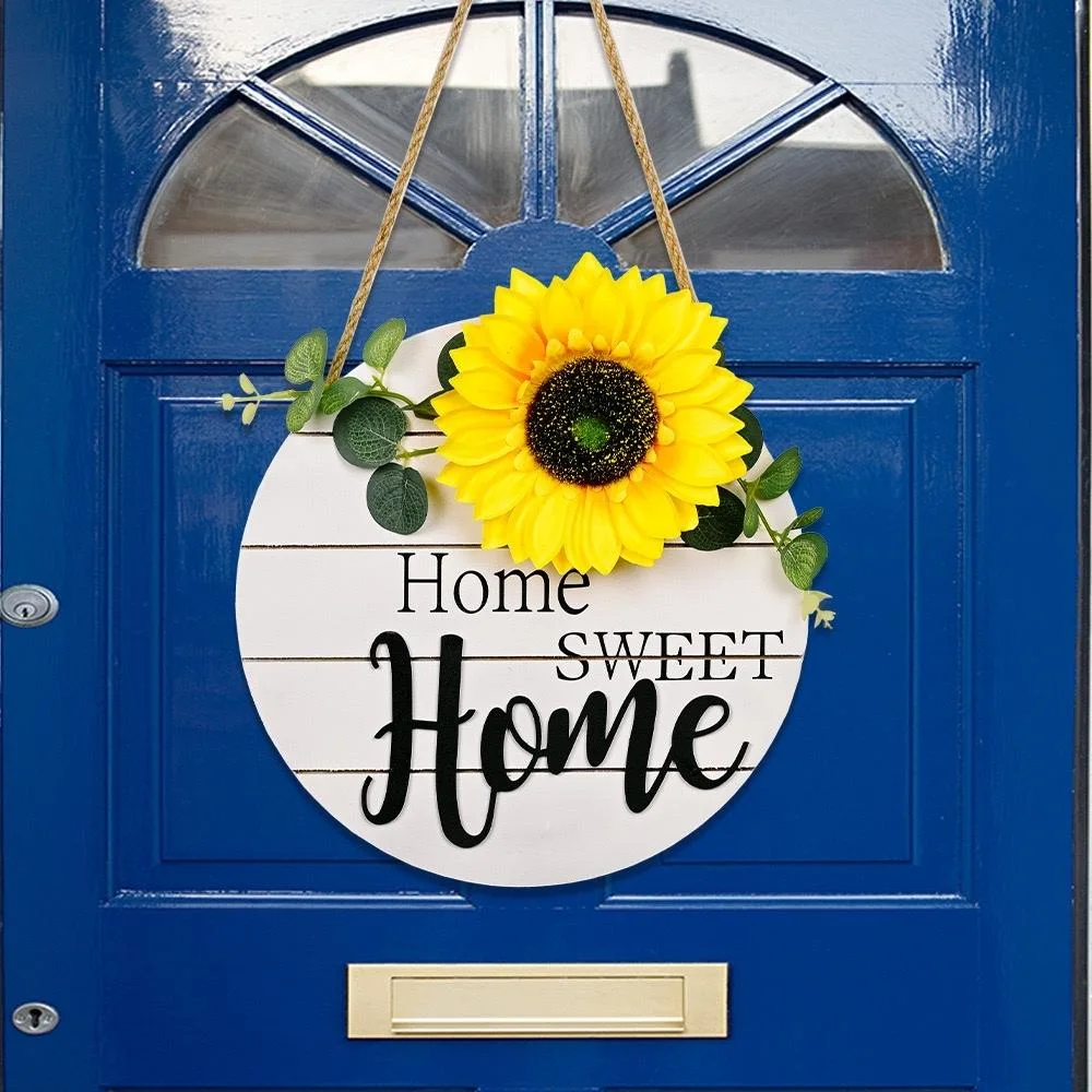 Rustic Wooden Sunflower Home Sweet Home Door Hanging Decor Welcome Sign Ci21891