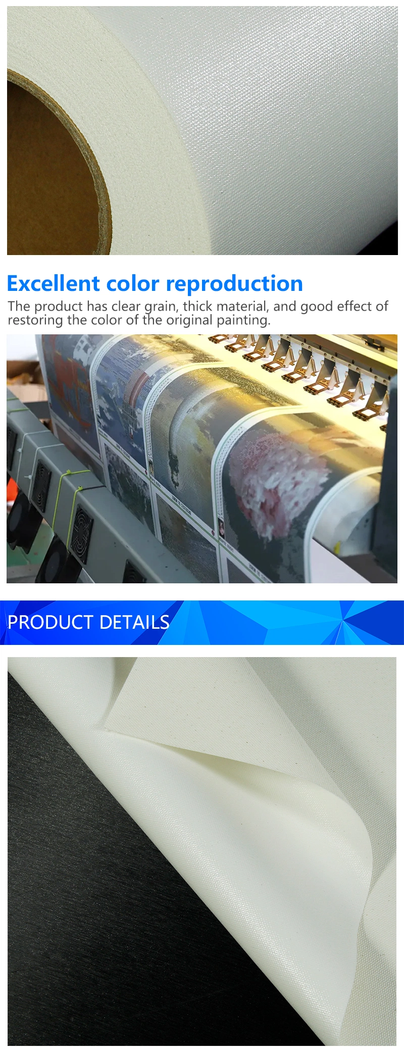 White Polyester Eco Solvent Glossy Printed Blank Digital Inkjet Printing Painting Canvas