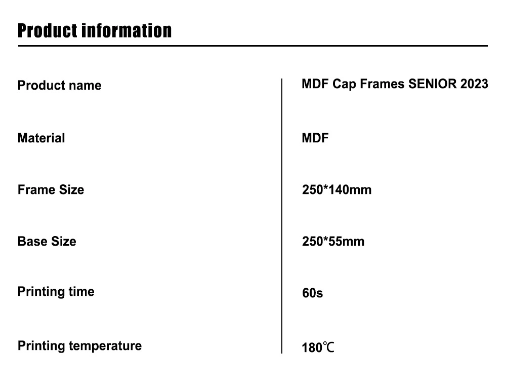 Sublimation MDF Cap Frames Board for Wholesale Photos Blanks