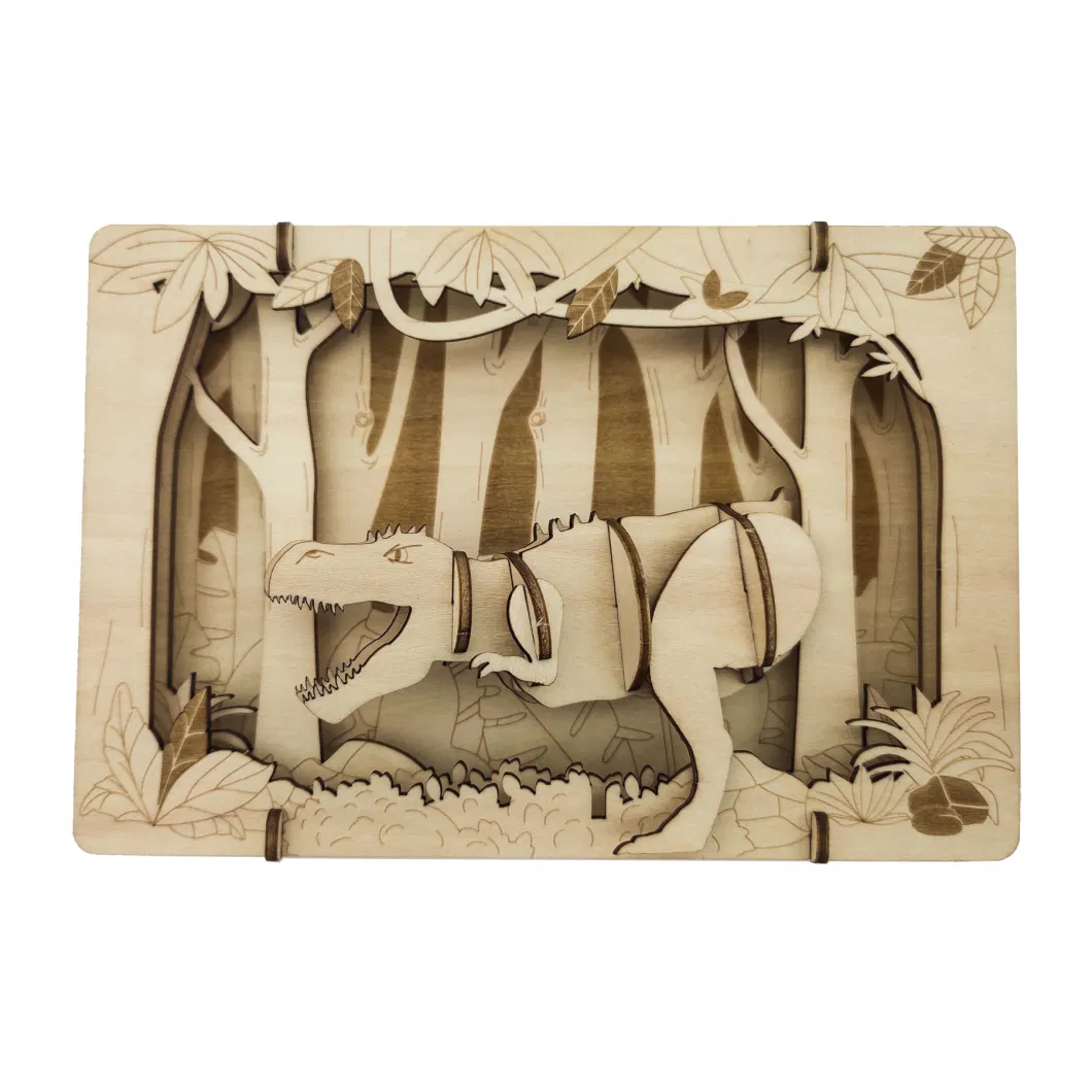 3D Photo Frame Dinosaur Wood Decoration 3D Puzzle DIY Painting