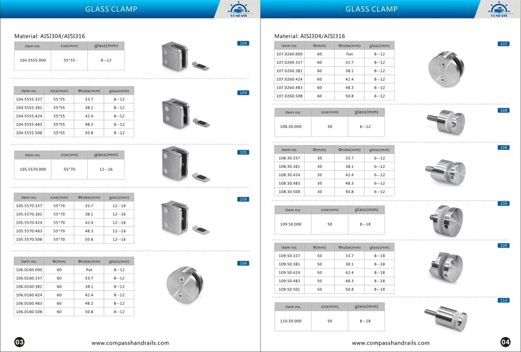 304 Stainless Steel D Shape Square Wall Mounted Glass Clamp Clip Bracket Holder on Tempered or Laminated Glass