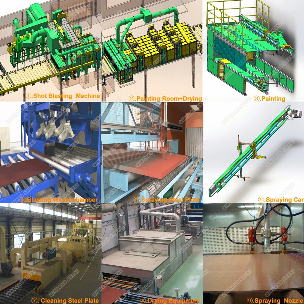 Steel Plate Profiles Shot Blasting Anticorrosion and Painting System Preservation Line