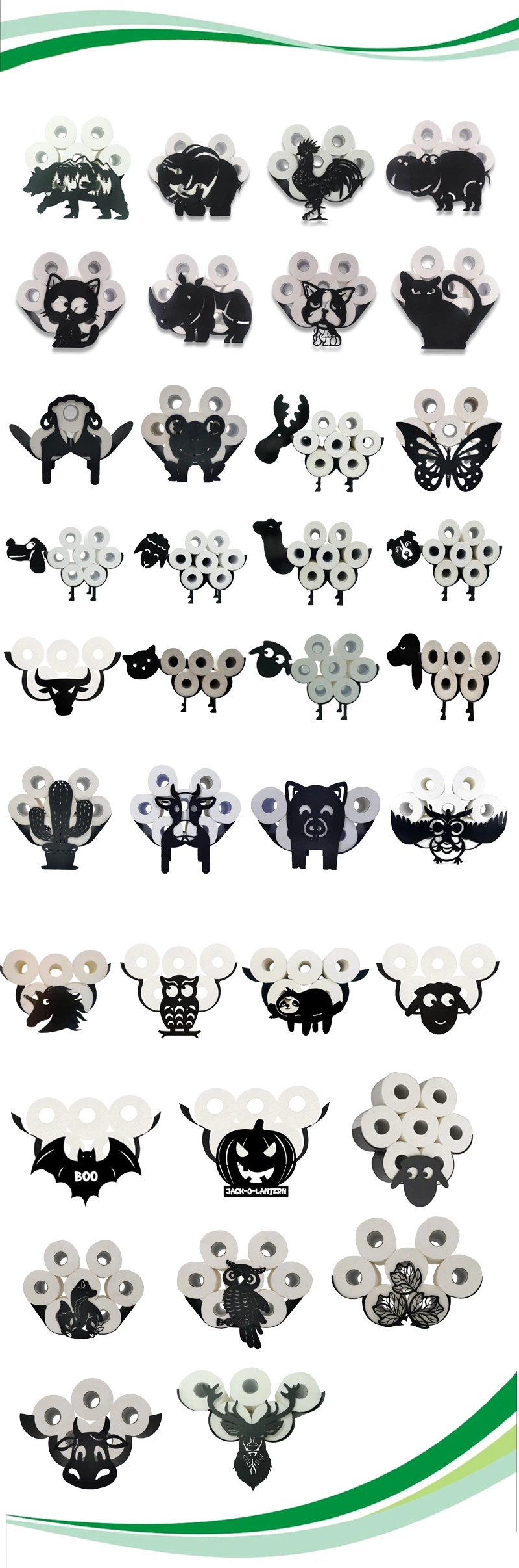 Decorative New Design Cow Spare Paper and Towel Holder Standing Toilet Paper Wall Holder