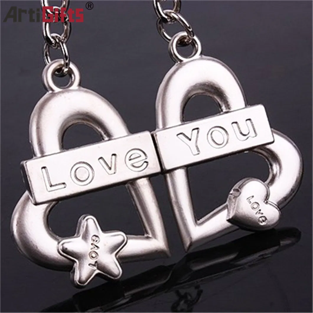 Promotional Eco-Friendly Fashion Design Heart Shaped Couple Love Keychain